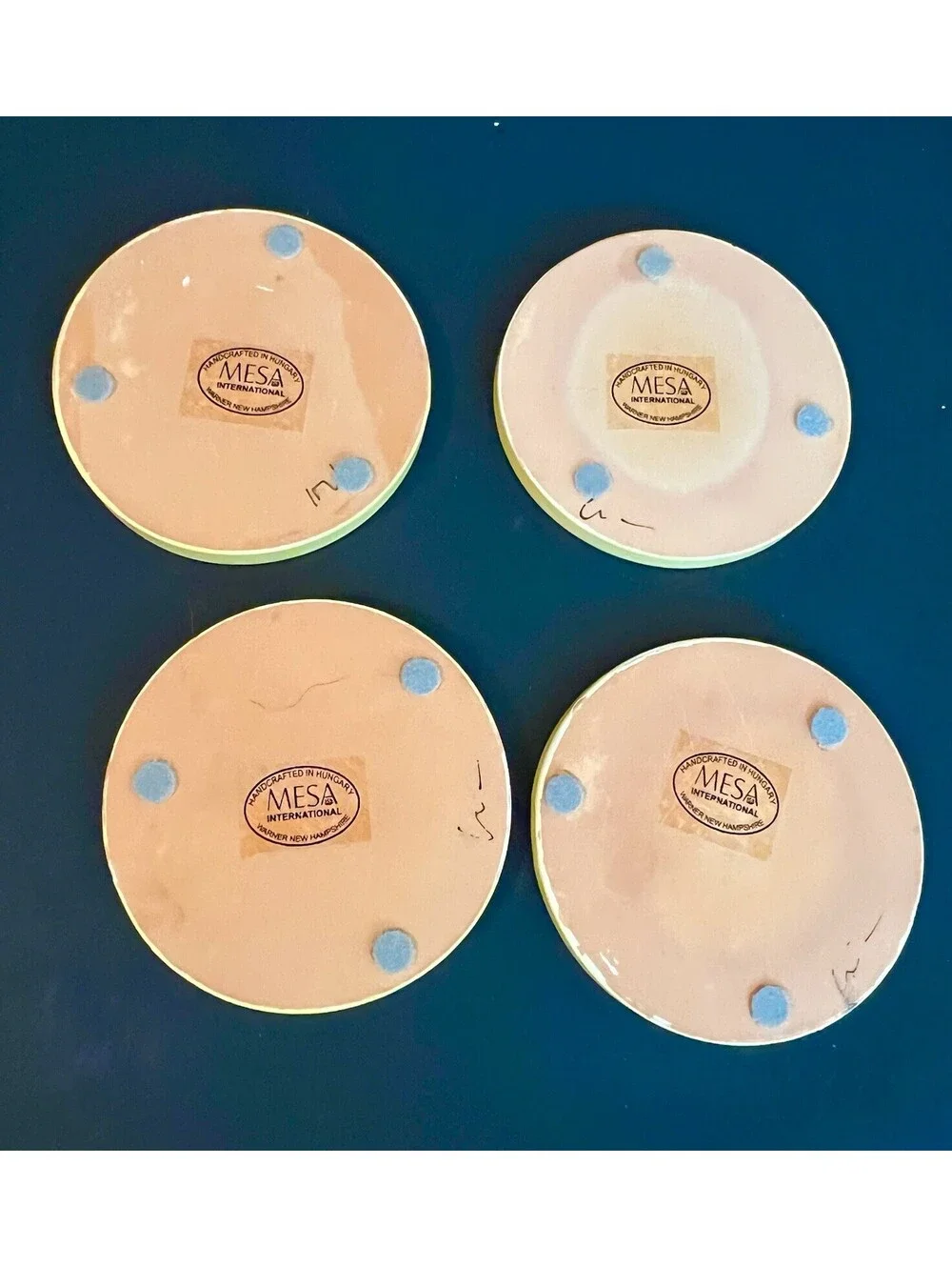 4 Terracotta Mesa International Handcrafted In Hungary Frog Lily Pads Coasters